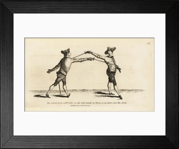 Framed Print : Gentleman fencer in the whole turn called Volte Framed Print : Gentleman fencer in the whole turn called Volte
