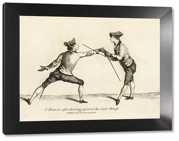 Gentleman fencer disarming his opponent