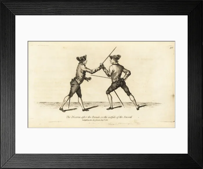 Framed Print : Gentleman fencer disarming his opponent Framed Print : Gentleman fencer disarming his opponent