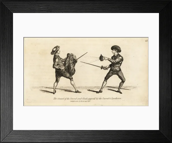 Framed Print : Gentlemen fencers in the guard of the sword Framed Print : Gentlemen fencers in the guard of the sword