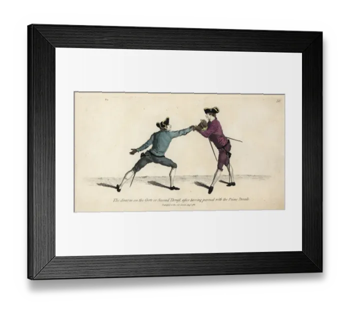 Framed Print : Gentleman fencer disarming his opponent Framed Print : Gentleman fencer disarming his opponent