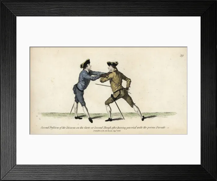 Framed Print : Gentleman fencer in the second position of Framed Print : Gentleman fencer in the second position of
