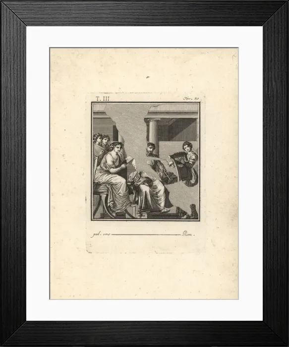 Framed Print : Musical concert with poetess, lyre and tibia players Framed Print : Musical concert with poetess, lyre and tibia players