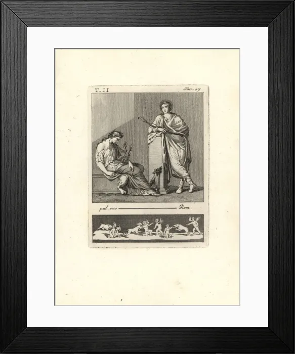 Framed Print : A deity (Apollo?) with halo and bow leans against a pillar Framed Print : A deity (Apollo?) with halo and bow leans against a pillar