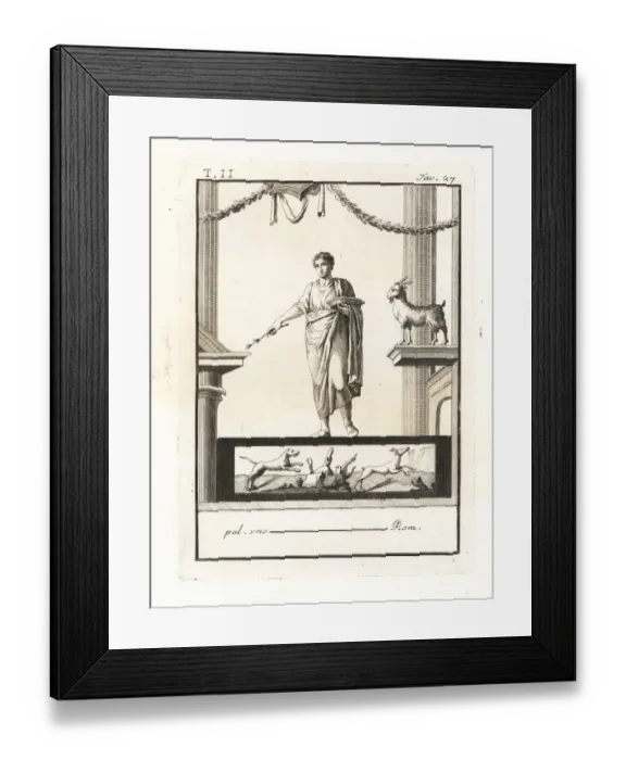 Framed Print : Young man with branch and basket in a Temple of Bacchus Framed Print : Young man with branch and basket in a Temple of Bacchus