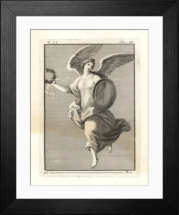 Framed Print : A winged Victory, with shield and wreath of oak leaves Framed Print : A winged Victory, with shield and wreath of oak leaves