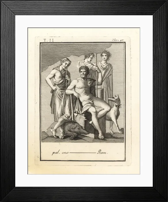 Framed Print : Depiction of the hunt of the Calydonian boar Framed Print : Depiction of the hunt of the Calydonian boar