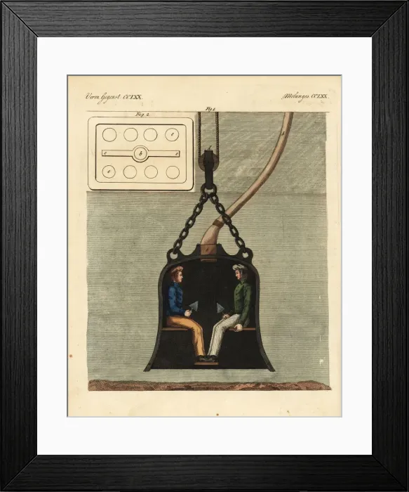 Framed Print : Diving bell with two divers on board Framed Print : Diving bell with two divers on board