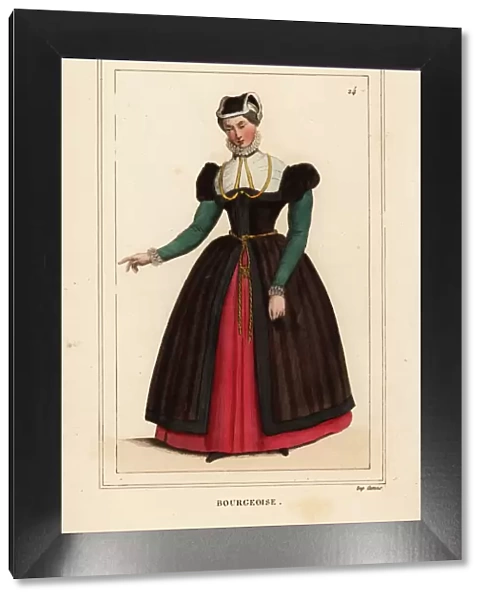 Costume of a French bourgeoise woman, 16th century