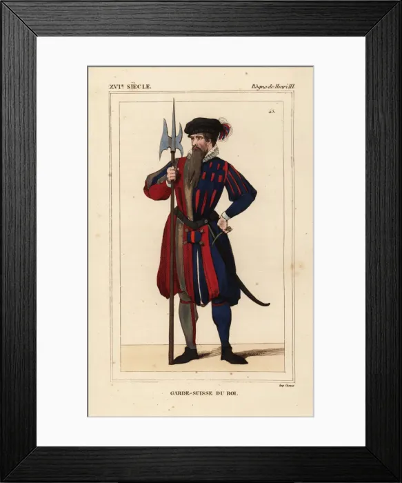 Framed Print : Member of the kings Swiss Guard, Garde-Suisse de Roi, 1586 Framed Print : Member of the kings Swiss Guard, Garde-Suisse de Roi, 1586