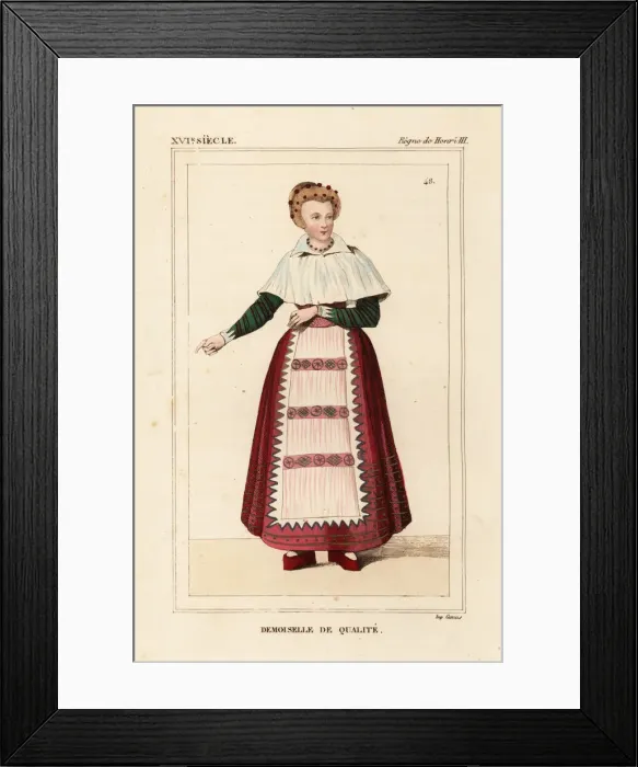 Framed Print : Young lady of quality, demoiselle de qualite, 1586 Framed Print : Young lady of quality, demoiselle de qualite, 1586