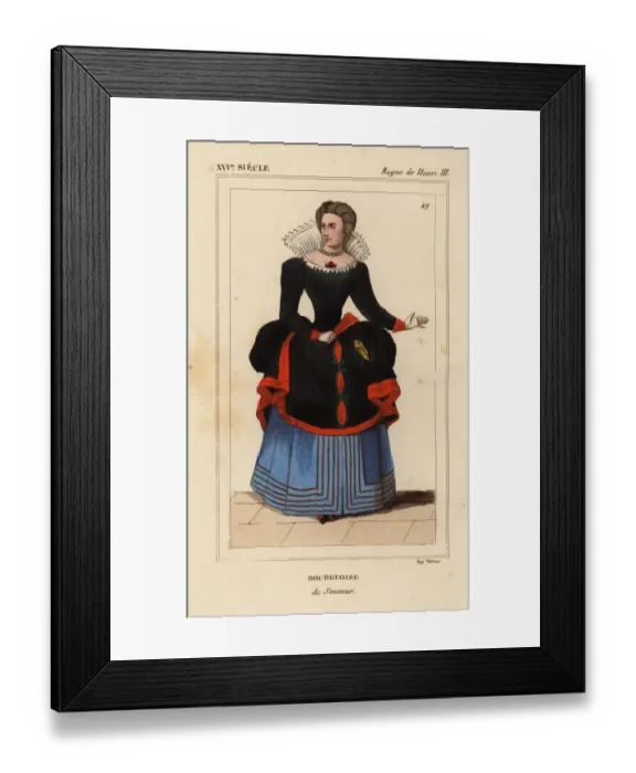Framed Print : Bourgeoise woman of Saumur, France, reign of Henri III Framed Print : Bourgeoise woman of Saumur, France, reign of Henri III