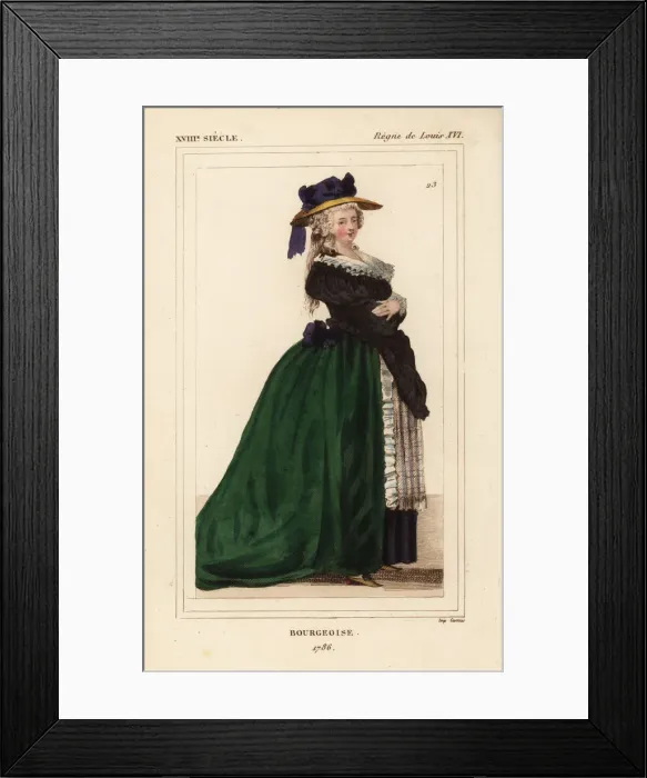Framed Print : French womens fashions of 1786 (bourgeois) Framed Print : French womens fashions of 1786 (bourgeois)