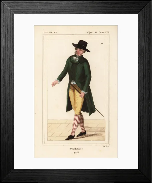Framed Print : French mens fashions of 1786 (bourgeois) Framed Print : French mens fashions of 1786 (bourgeois)