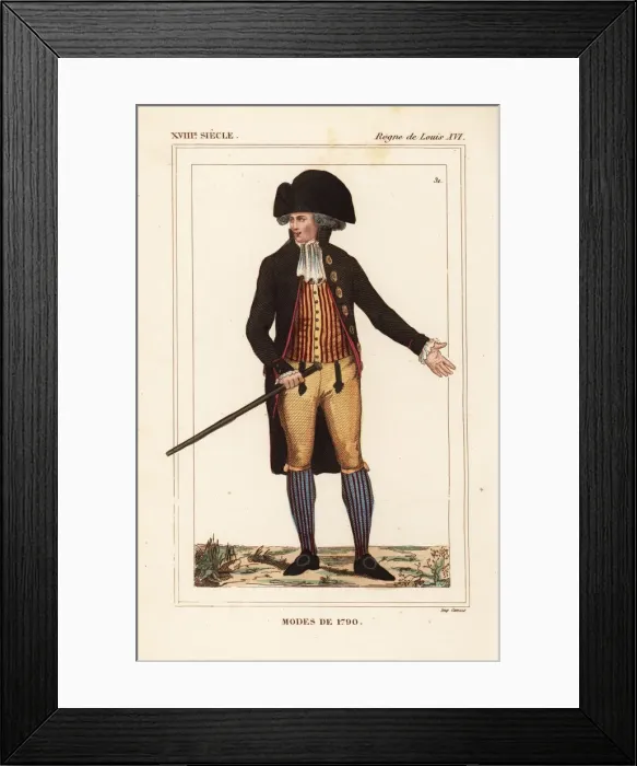 Framed Print : French mens fashions of 1790 Framed Print : French mens fashions of 1790