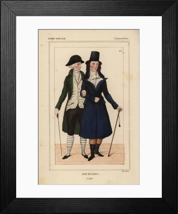 Framed Print : Bourgeois men, 1794, French National Convention era Framed Print : Bourgeois men, 1794, French National Convention era