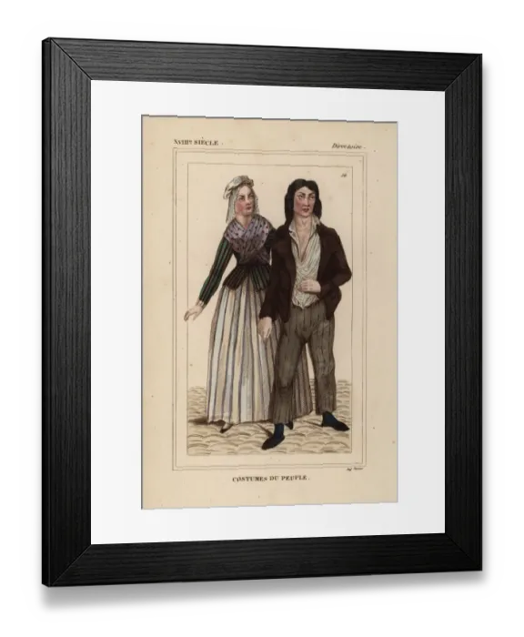 Framed Print : Costumes of common French people, 1797, Directory era