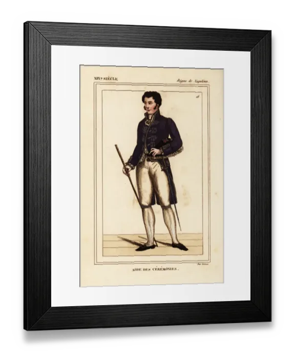 Framed Print : Costume of an Aide des Ceremonies, Napoleonic era Framed Print : Costume of an Aide des Ceremonies, Napoleonic era