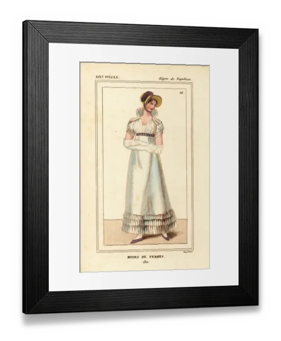 Framed Print : Summer dress, French womens fashions, Napoleonic era, 1810 Framed Print : Summer dress, French womens fashions, Napoleonic era, 1810