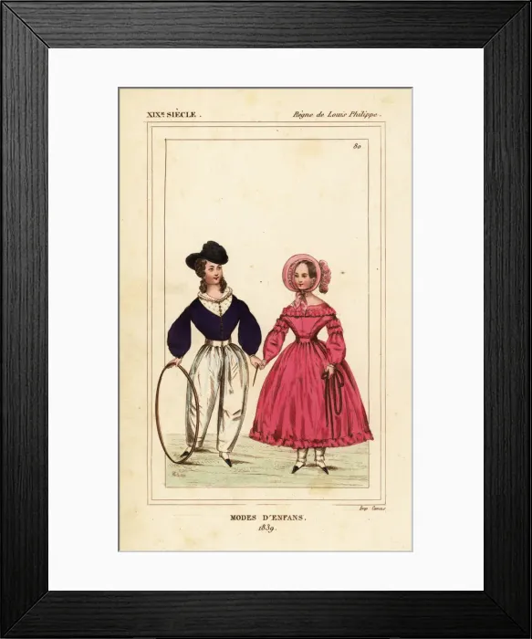 Framed Print : French childrens fashions, 1839 Framed Print : French childrens fashions, 1839