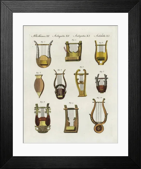Framed Print : Ancient musical instruments Framed Print : Ancient musical instruments