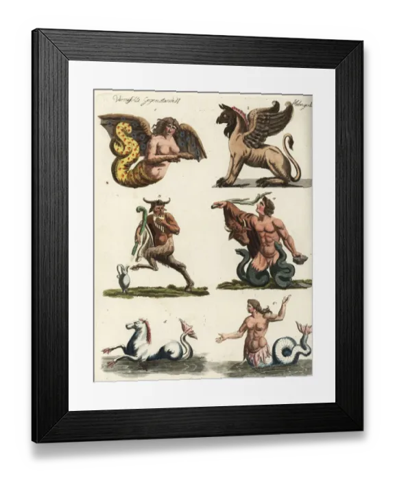 Framed Print : Harpy, griffin, satyr, giant, seahorse and Nereid Framed Print : Harpy, griffin, satyr, giant, seahorse and Nereid