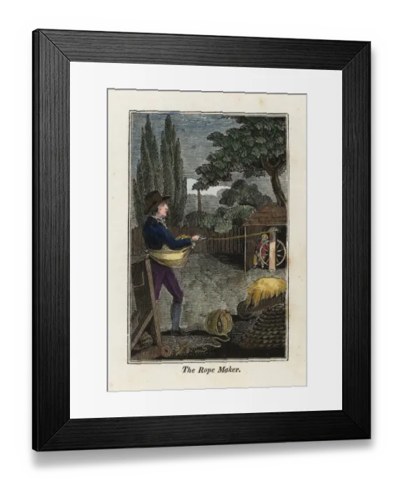 Framed Print : Rope maker twisting rope yarns together on a rope walk Framed Print : Rope maker twisting rope yarns together on a rope walk