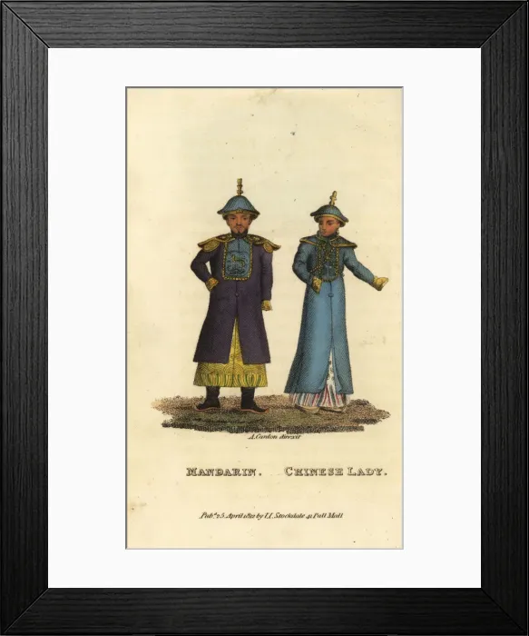 Framed Print : Male and female Mandarins (magistrates) in summer dress Framed Print : Male and female Mandarins (magistrates) in summer dress
