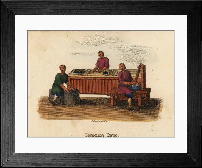 Framed Print : Indian ink manufacture, Qing Dynasty China Framed Print : Indian ink manufacture, Qing Dynasty China