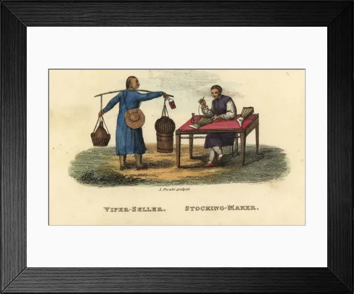 Framed Print : Viper seller and stocking maker, Qing Dynasty Framed Print : Viper seller and stocking maker, Qing Dynasty