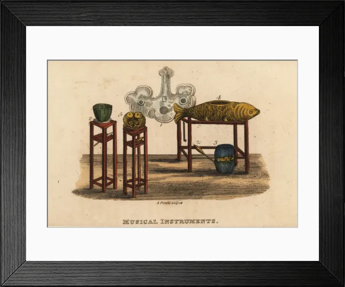 Framed Print : Chinese musical instruments, Qing Dynasty Framed Print : Chinese musical instruments, Qing Dynasty