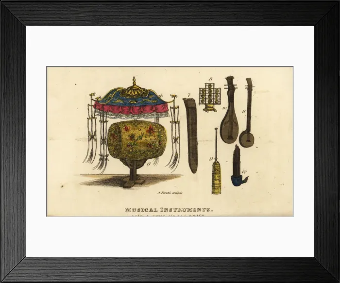 Framed Print : Chinese musical instruments, Qing Dynasty Framed Print : Chinese musical instruments, Qing Dynasty