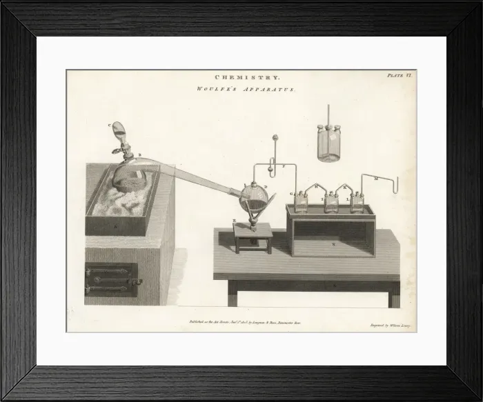 Framed Print : Woulfes apparatus for washing gases or saturating liquids Framed Print : Woulfes apparatus for washing gases or saturating liquids