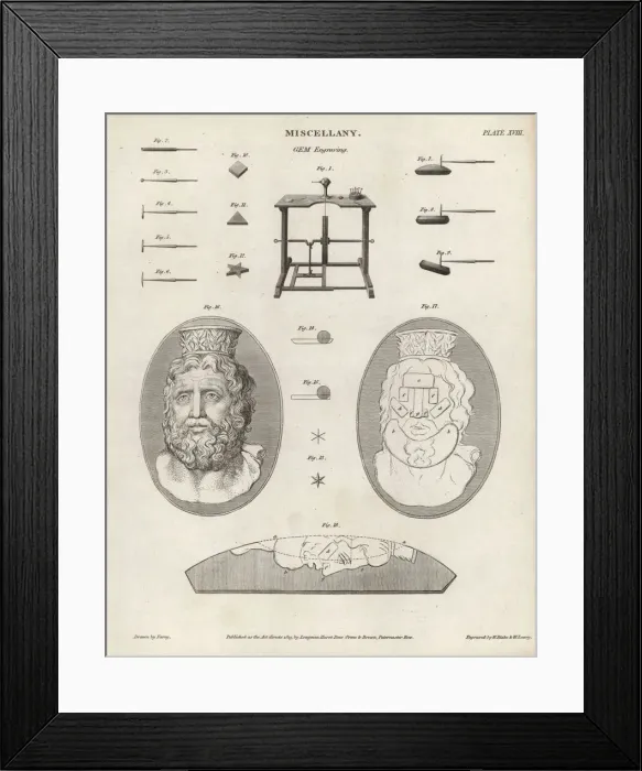 Framed Print : Gem and cameo engraving tools and equipment Framed Print : Gem and cameo engraving tools and equipment