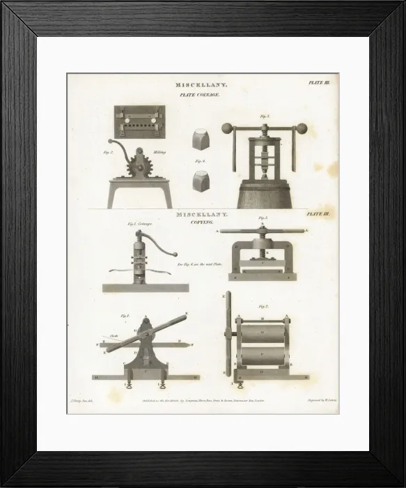 Framed Print : Plate coinage equipment and copying machines Framed Print : Plate coinage equipment and copying machines