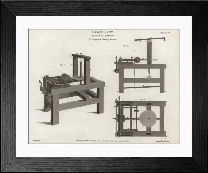 Framed Print : Dividing and cutting engines with diagonal motion Framed Print : Dividing and cutting engines with diagonal motion