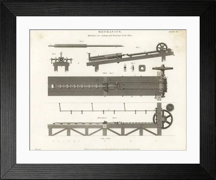 Framed Print : Machines for casting and drawing lead pipes Framed Print : Machines for casting and drawing lead pipes
