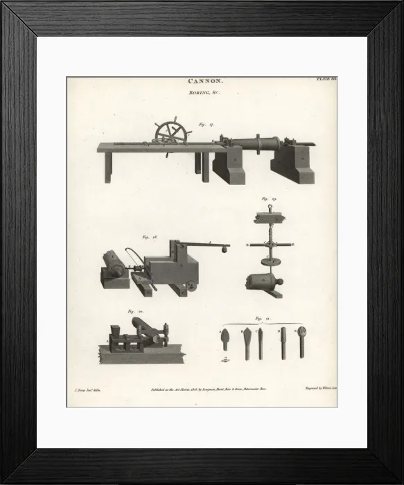 Framed Print : Cannon-boring machinery, 18th century Framed Print : Cannon-boring machinery, 18th century