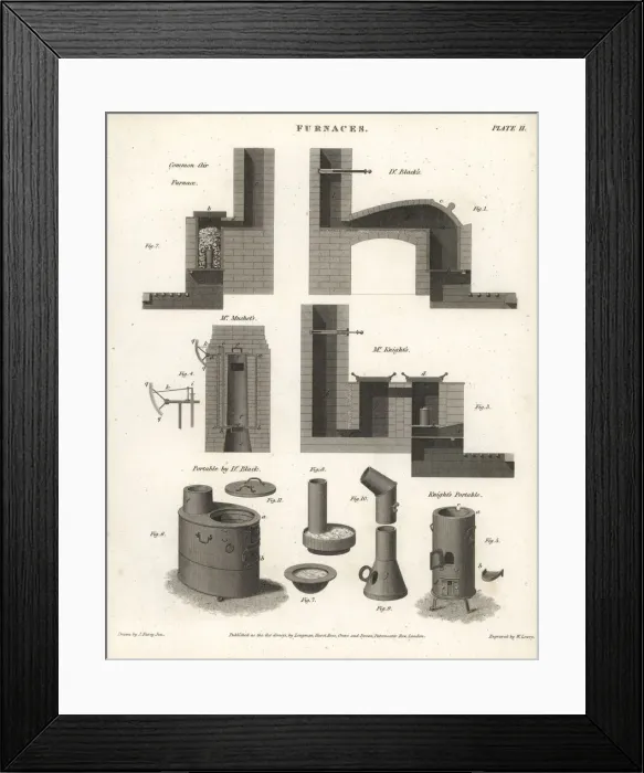 Framed Print : Furnaces including common air furnace and portable furnaces Framed Print : Furnaces including common air furnace and portable furnaces