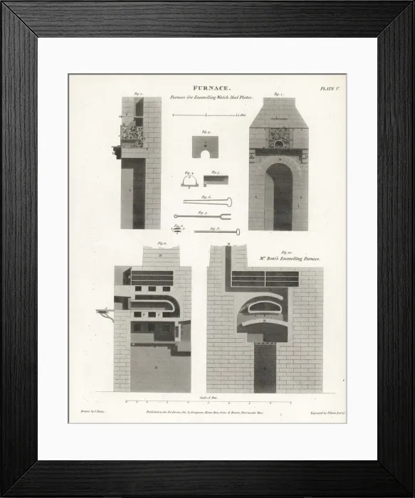 Framed Print : Enamelling furnaces, 18th century Framed Print : Enamelling furnaces, 18th century