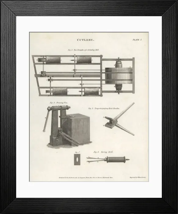 Framed Print : Machinery for making cutlery, 18th century Framed Print : Machinery for making cutlery, 18th century