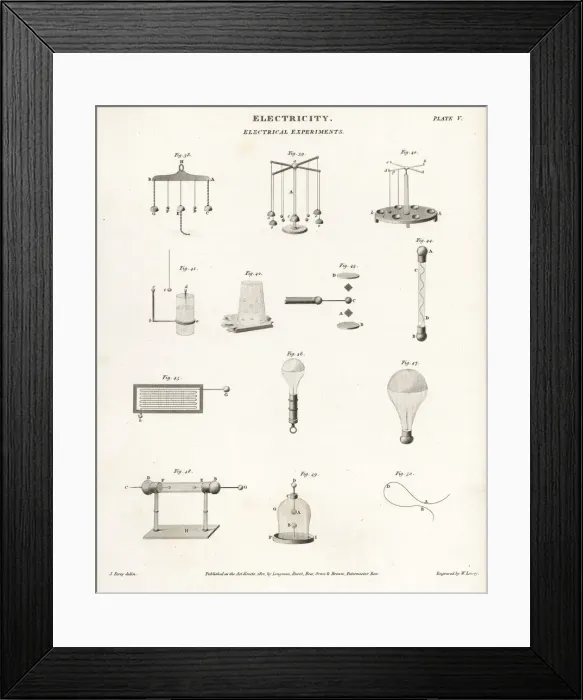 Framed Print : Electrical experiments, 18th century Framed Print : Electrical experiments, 18th century