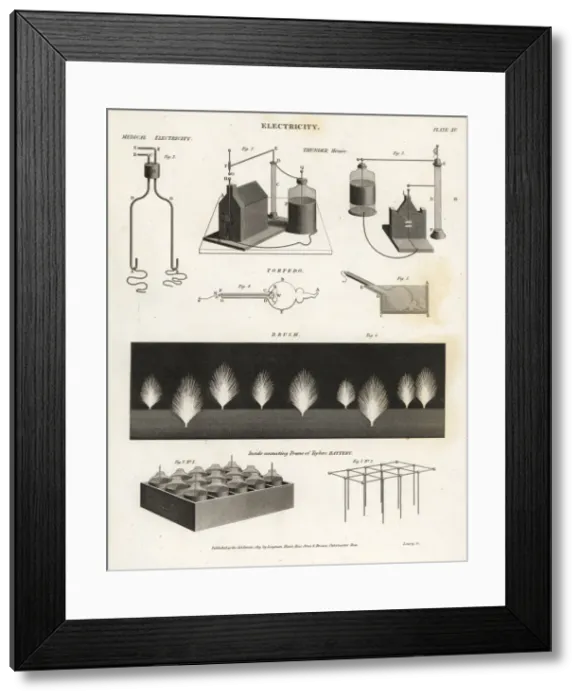 Framed Print : Electrical equipment, 18th century Framed Print : Electrical equipment, 18th century