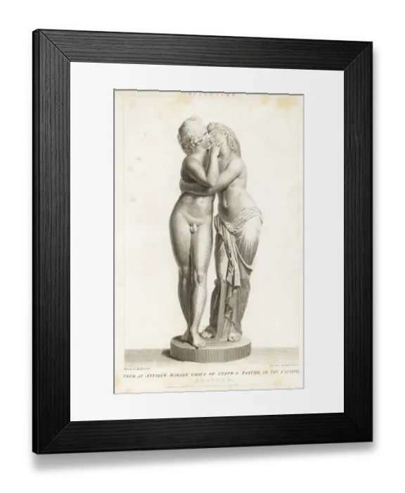 Framed Print : Marble statue of Cupid and Psyche kissing Framed Print : Marble statue of Cupid and Psyche kissing