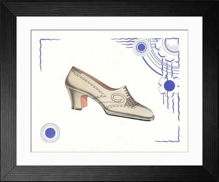 Framed Print : Womans brogue shoe design in pale leather Framed Print : Womans brogue shoe design in pale leather
