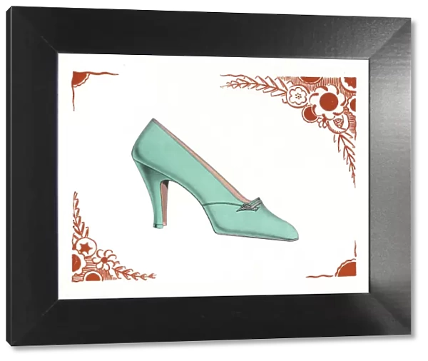 Womans shoe design in jade green leather