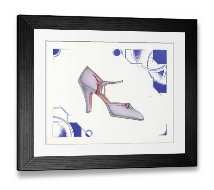 Framed Print : Womans high-heel strap shoe design in purple Framed Print : Womans high-heel strap shoe design in purple