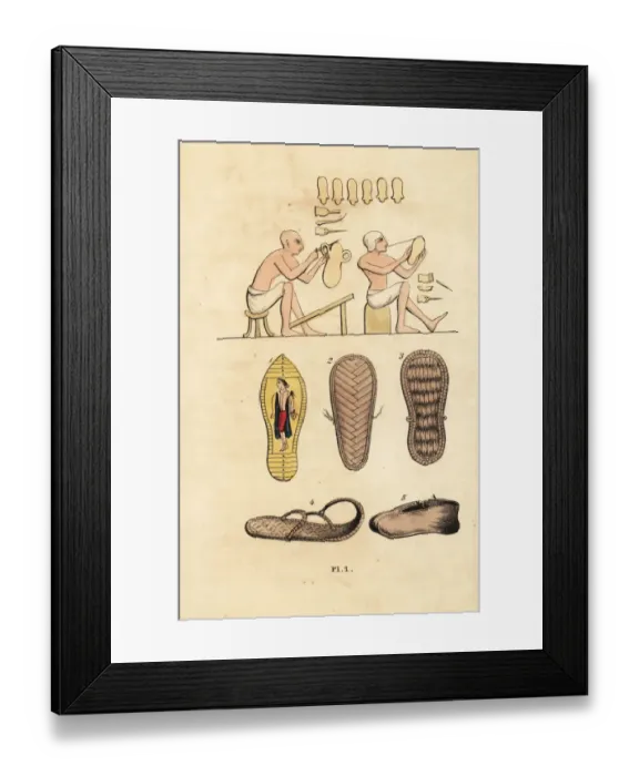 Framed Print : Cobblers making sandals and shoes in ancient Egypt Framed Print : Cobblers making sandals and shoes in ancient Egypt