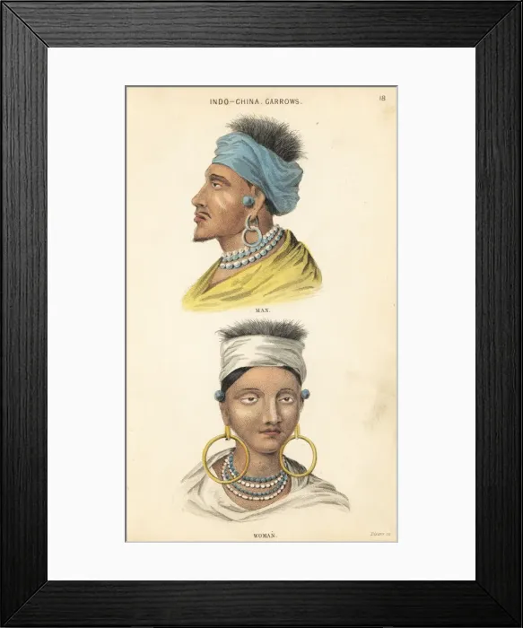 Framed Print : Man and woman of the Garrow people, Indo-Chinese Framed Print : Man and woman of the Garrow people, Indo-Chinese