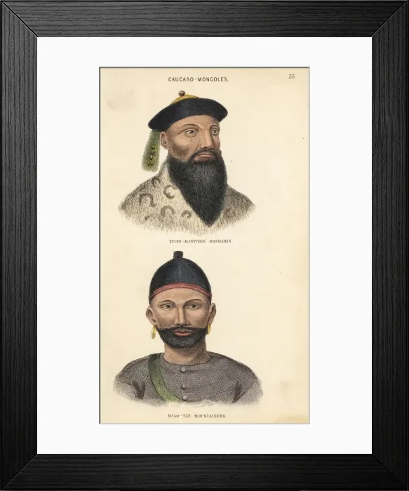 Framed Print : Manchu mandarin and Miao mountaineer, China